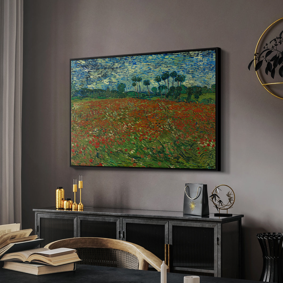 Field with Poppies, 1889 - Floater Framed Canvas Print