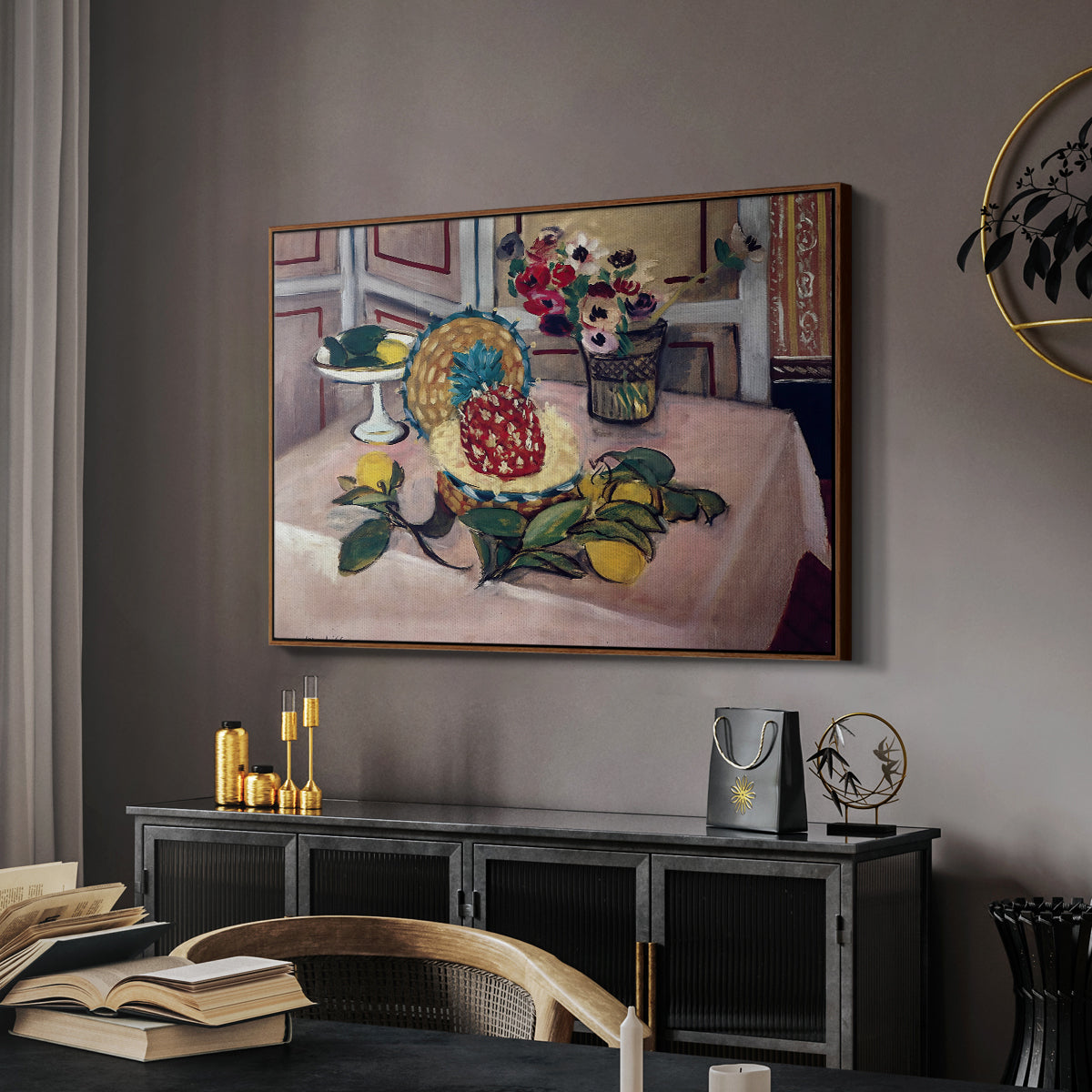 Still Life with Pineapple and Lemons, 1925 - Floater Framed Canvas Print