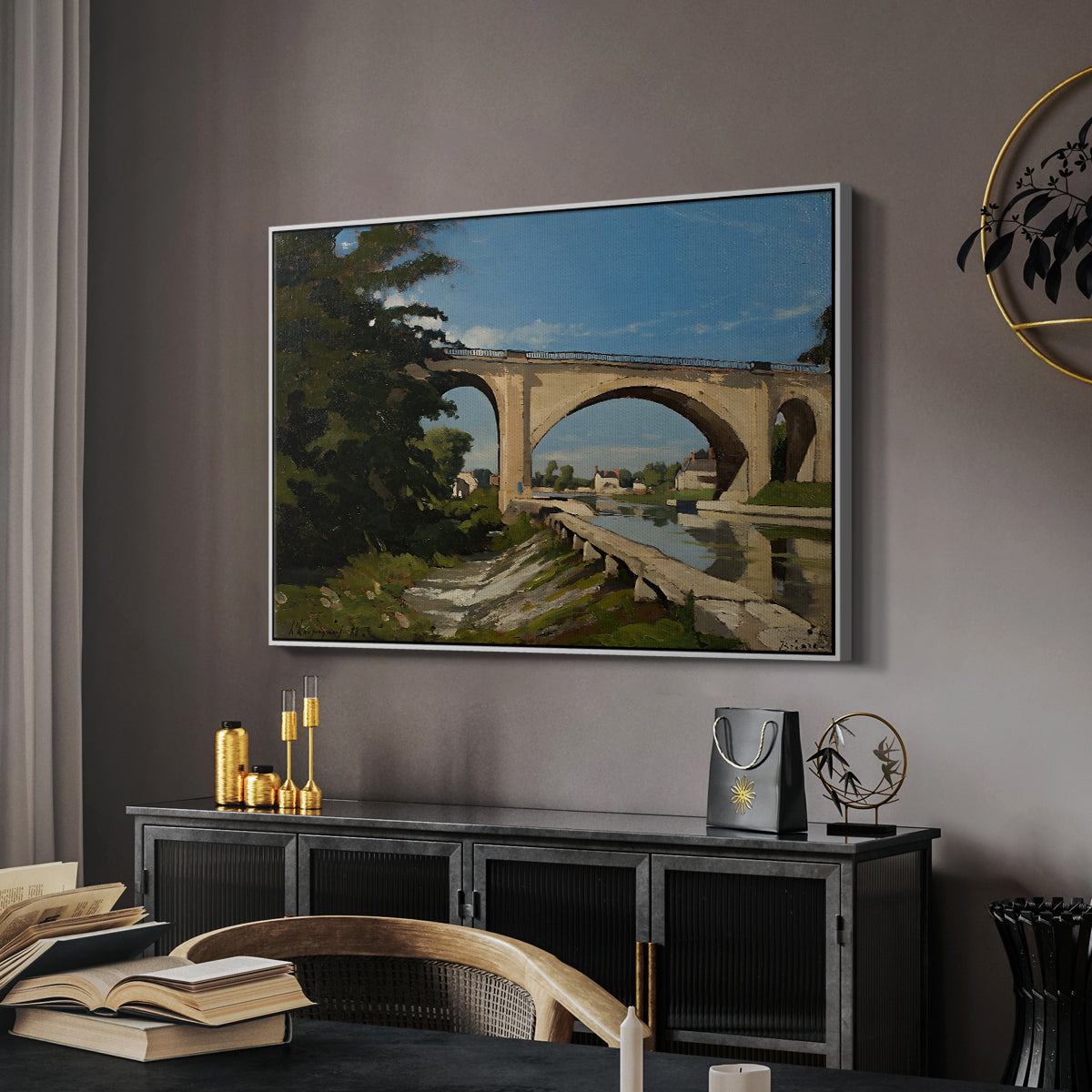The Railroad Bridge at Briare, 1888 - Floater Framed Canvas Print