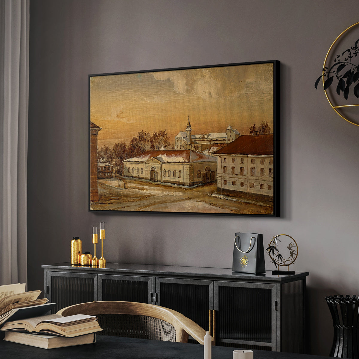 The Riding School at Akershus Castle, 1846 - Floater Framed Canvas Print