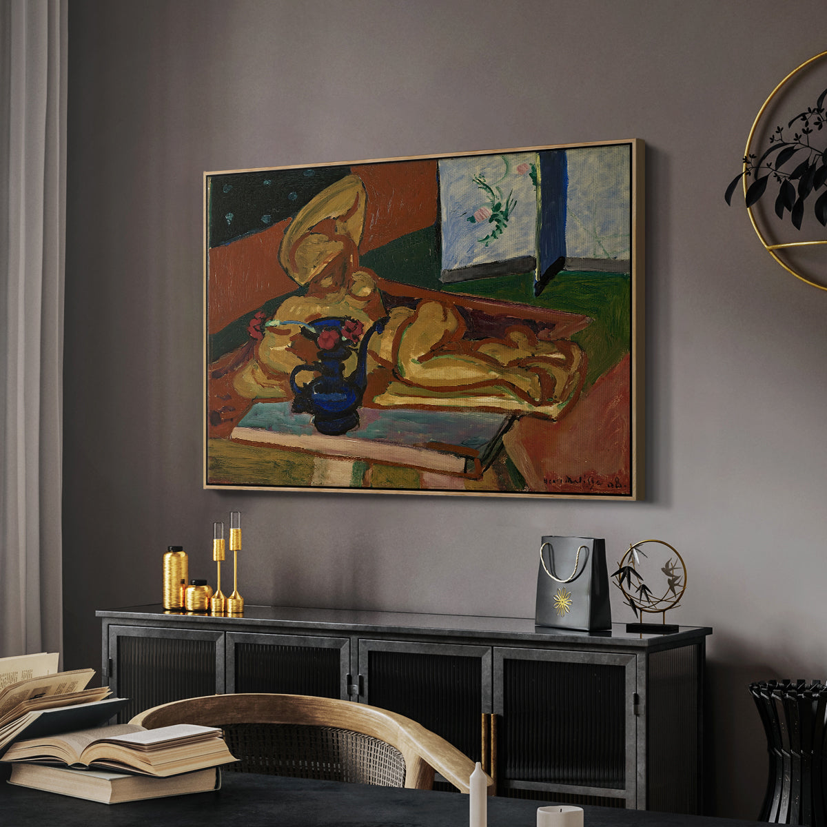 Sculpture and Persian Vase (The Bronze Figure), 1908 - Floater Framed Canvas Print