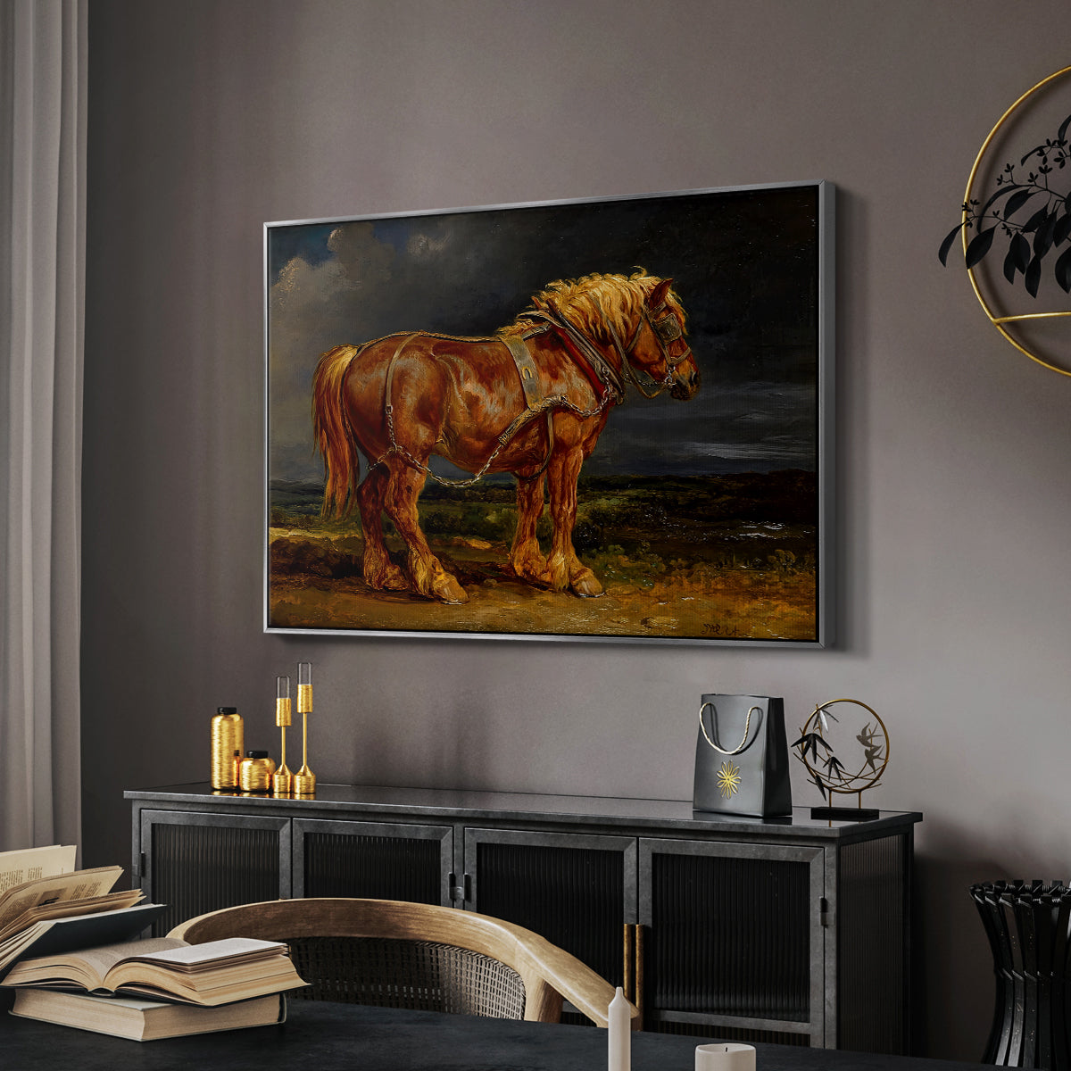 The Shire Horse Elephant in an Extensive Landscape, c. 1850s - Floater Framed Canvas Print