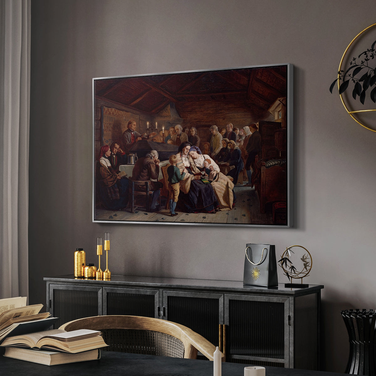 Funeral Feast, 1854 - Floater Framed Canvas Print