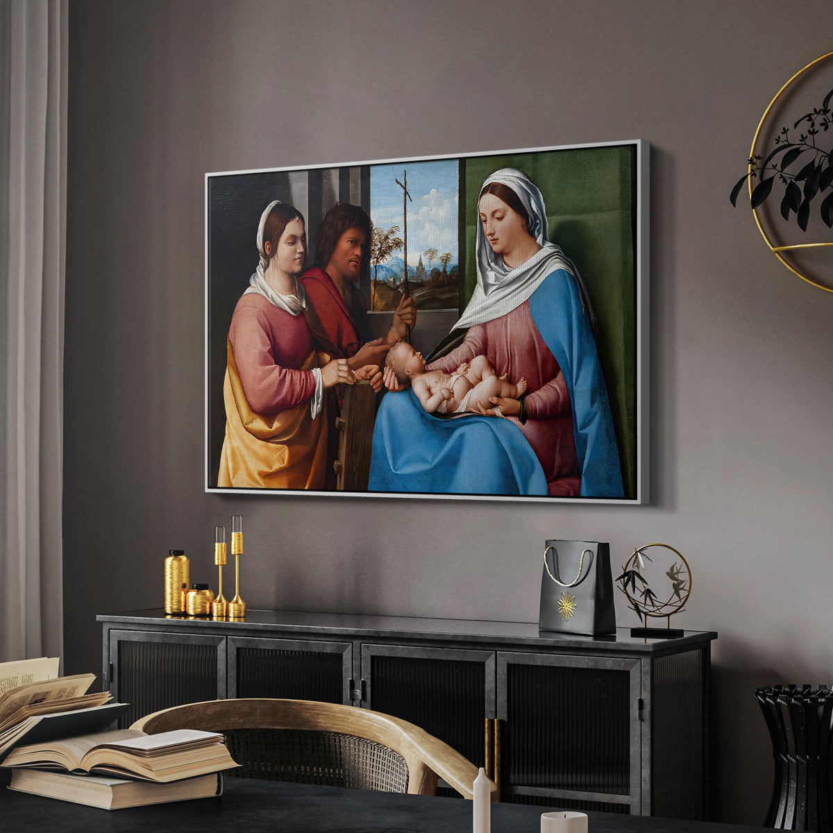 Sacred Conversation, c. 1505 - Floater Framed Canvas Print