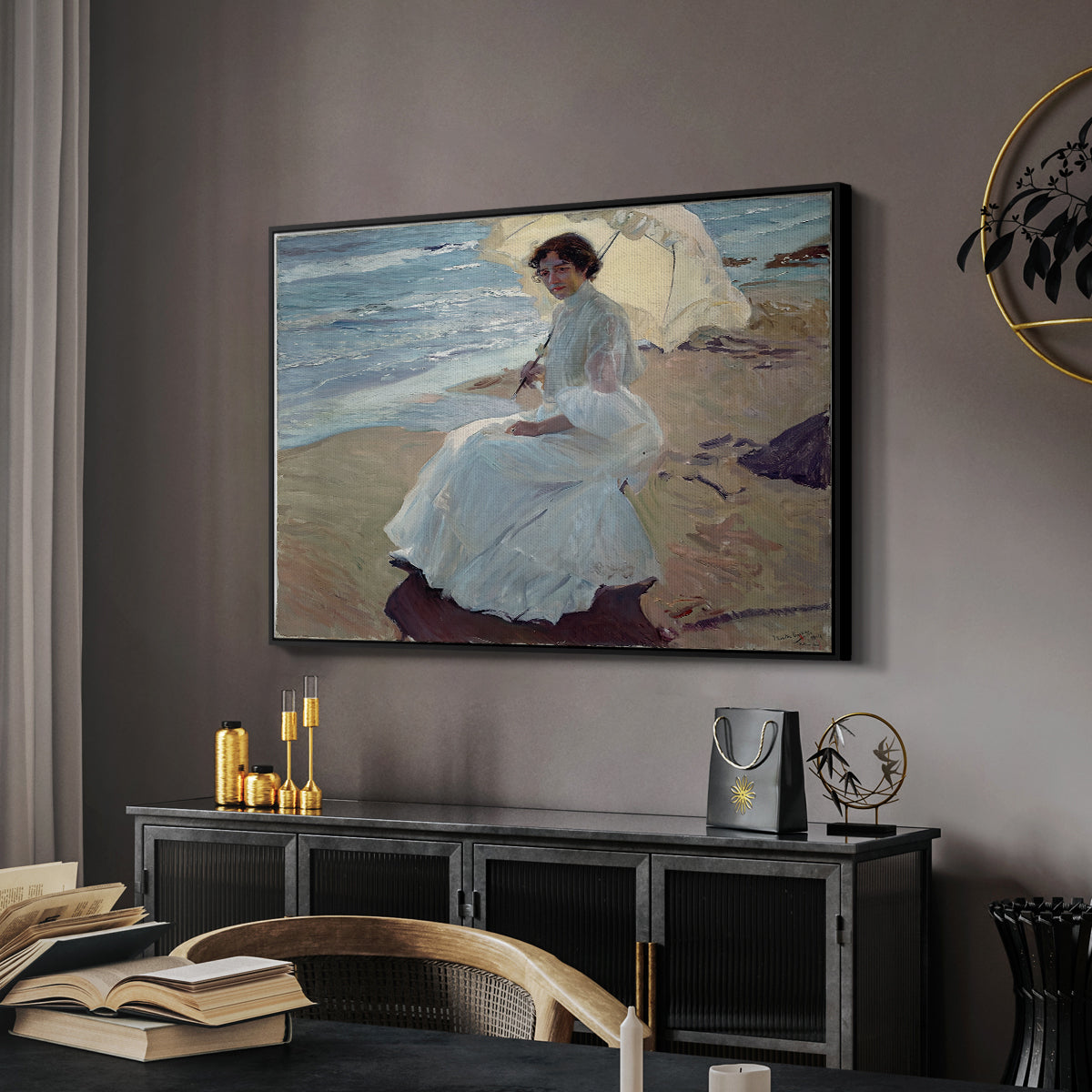 Clotilde on the Beach, 1904 - Floater Framed Canvas Print