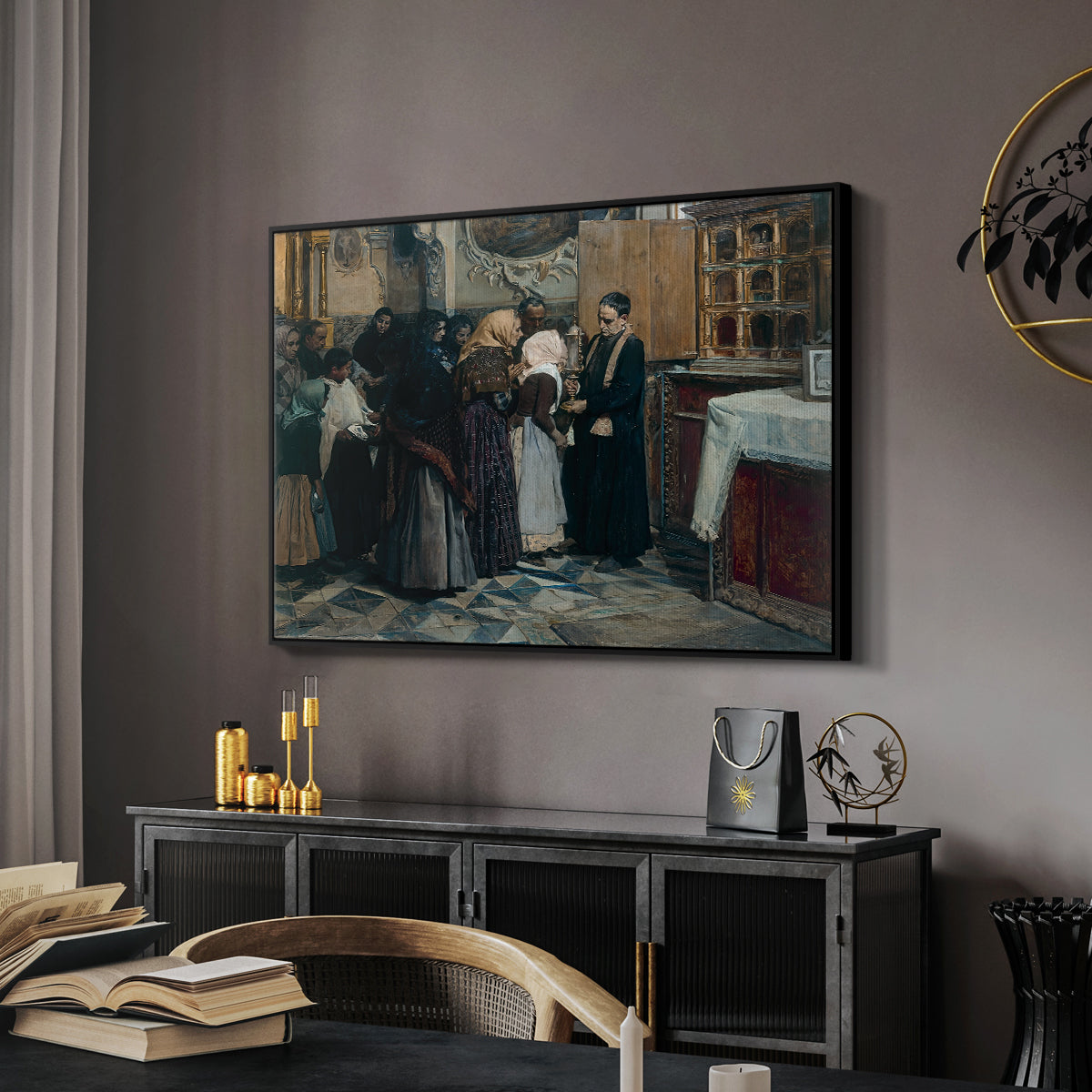 Kissing the Relic, 1893 - Floater Framed Canvas Print