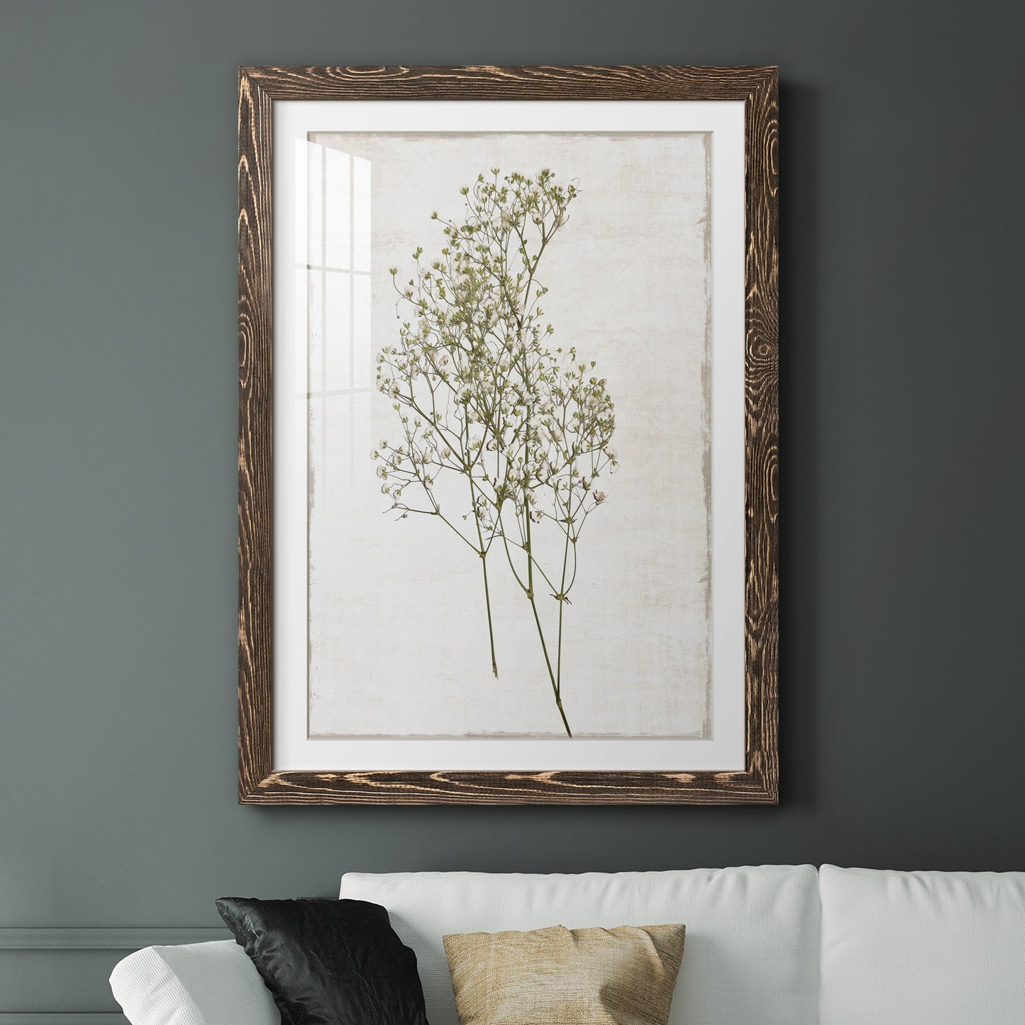 Farmhouse Pressed Flower I - Premium Framed Print - Distressed Barnwood Frame - Ready to Hang