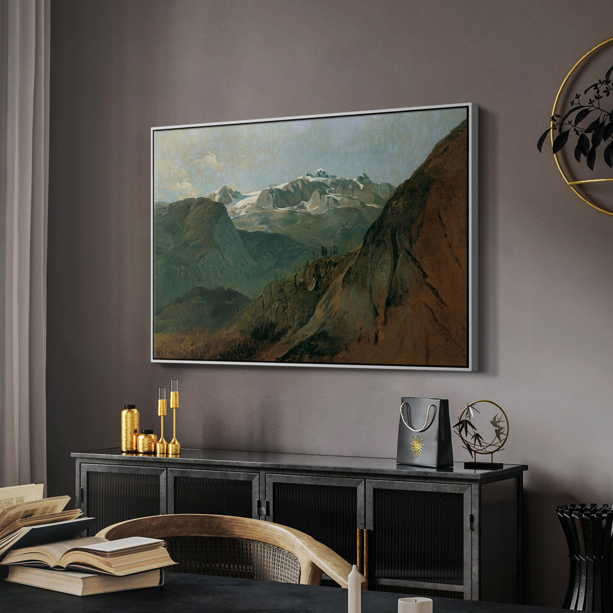 The Dachstein from the Plassen near Hallstatt, 1827 - Floater Framed Canvas Print