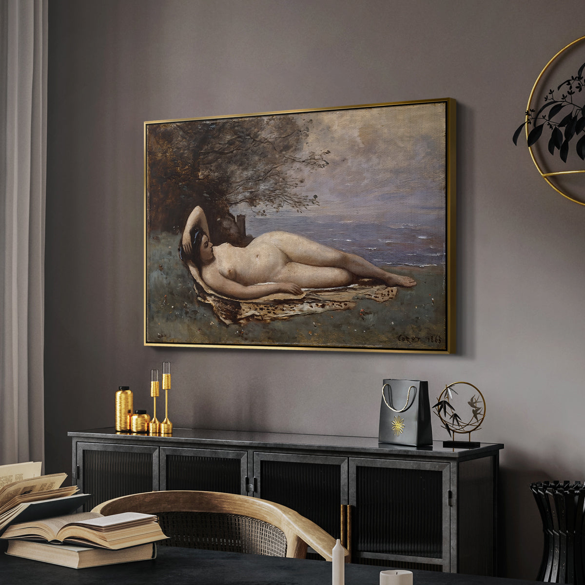 Bacchante by the Sea, 1865 - Floater Framed Canvas Print