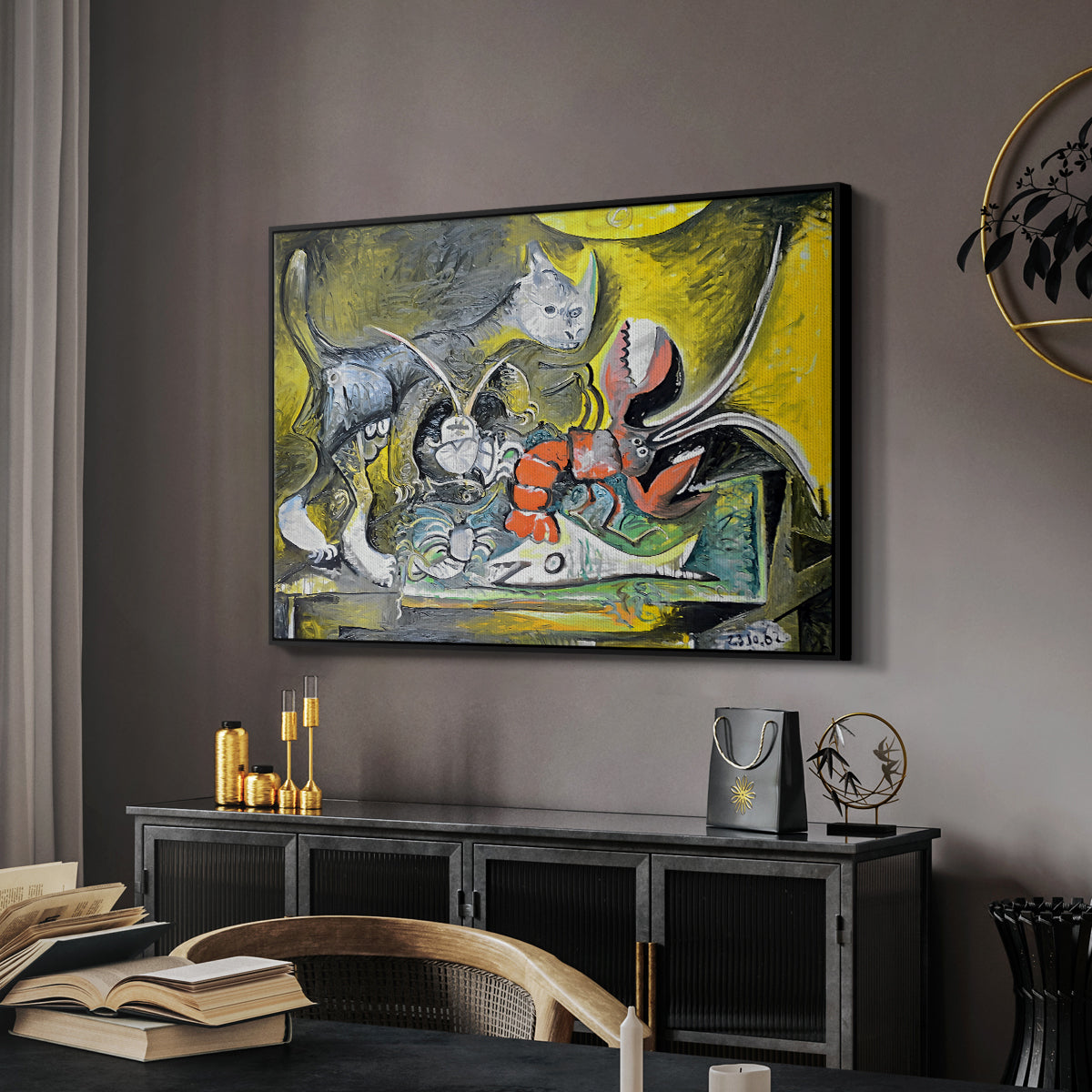 Still Life with Cat and Lobster, 1962 - Floater Framed Canvas Print