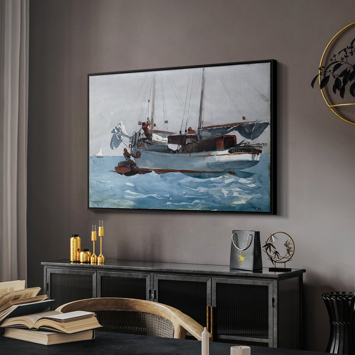 Taking on Wet Provisions, 1903 - Floater Framed Canvas Print