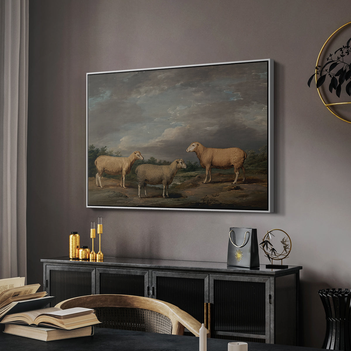 Ryelands Sheep, the King's Ram, the King's Ewe and Lord Somerville's Wether, c. 1801-1807 - Floater Framed Canvas Print