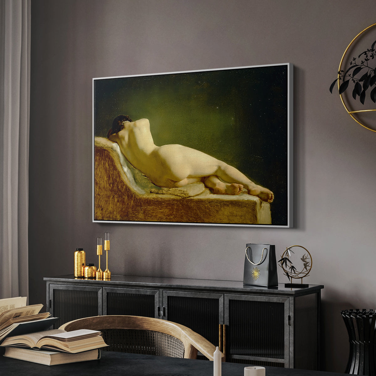 Reclining Nude (Liggende model), 1833 - Floater Framed Canvas Print
