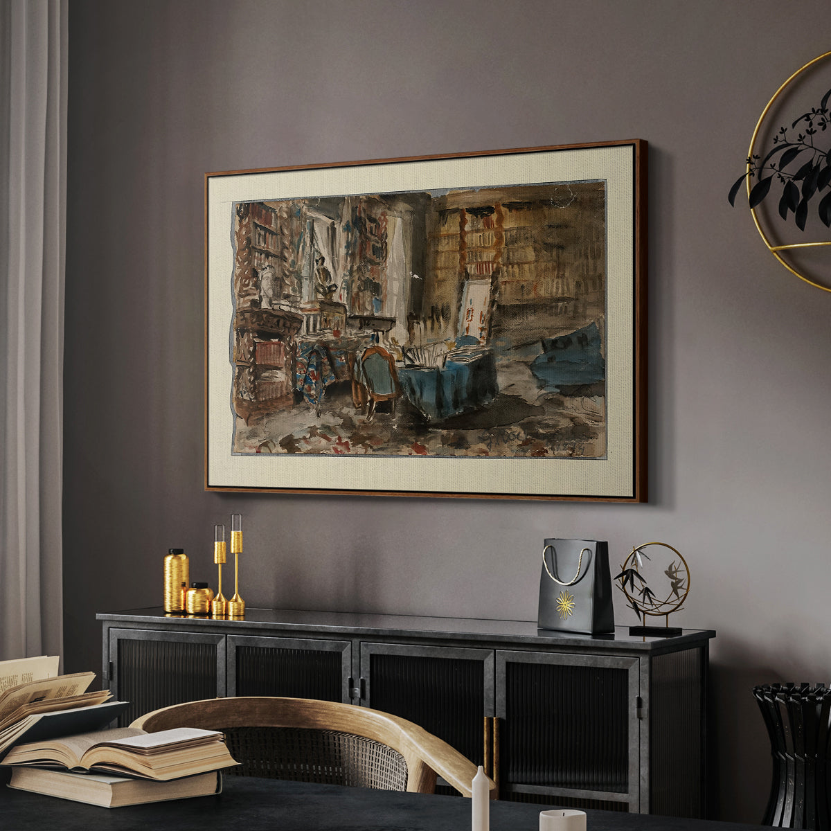 Cabinet de Flaubert à Croisset, 1874 - Floater Framed Canvas Print