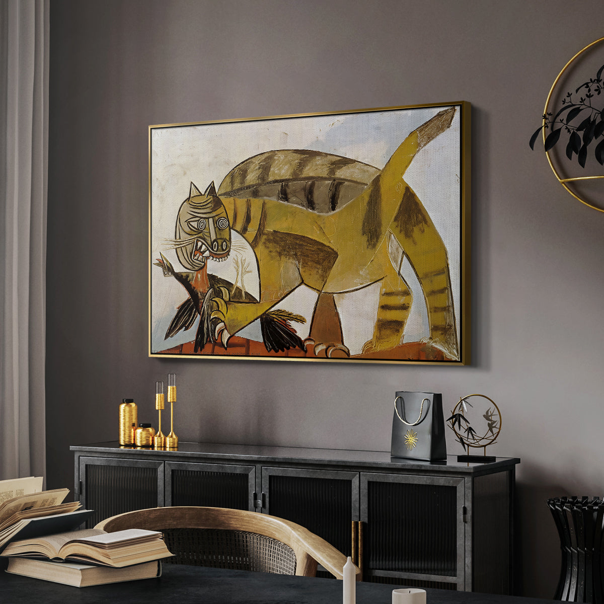 Cat Eating a Bird, 1939 - Floater Framed Canvas Print