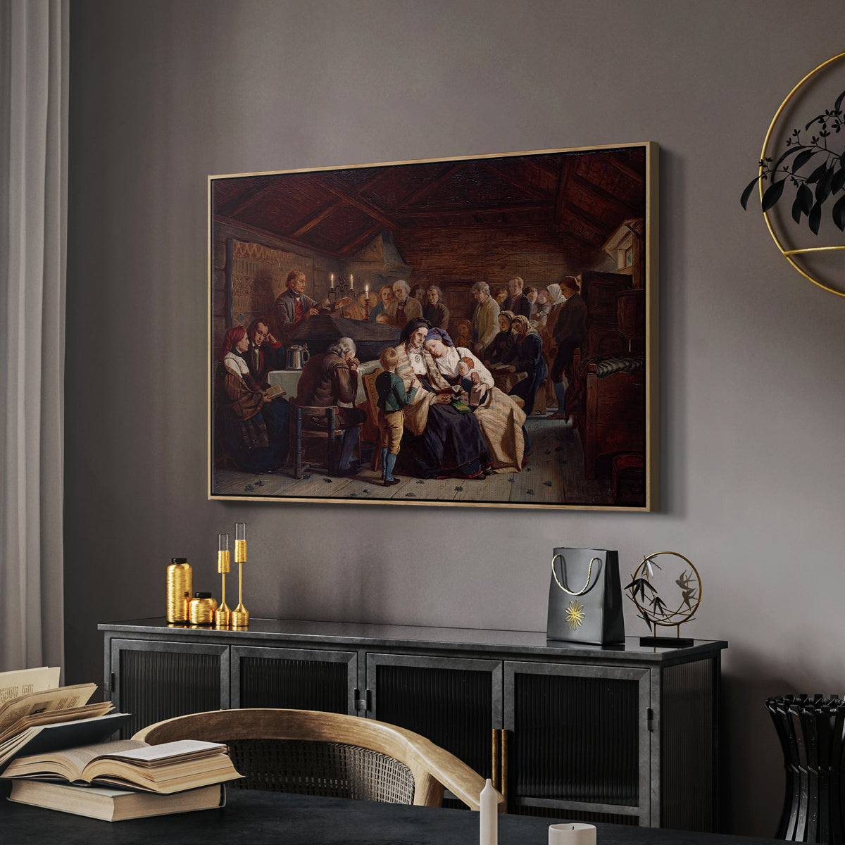 Funeral Feast, 1854 - Floater Framed Canvas Print