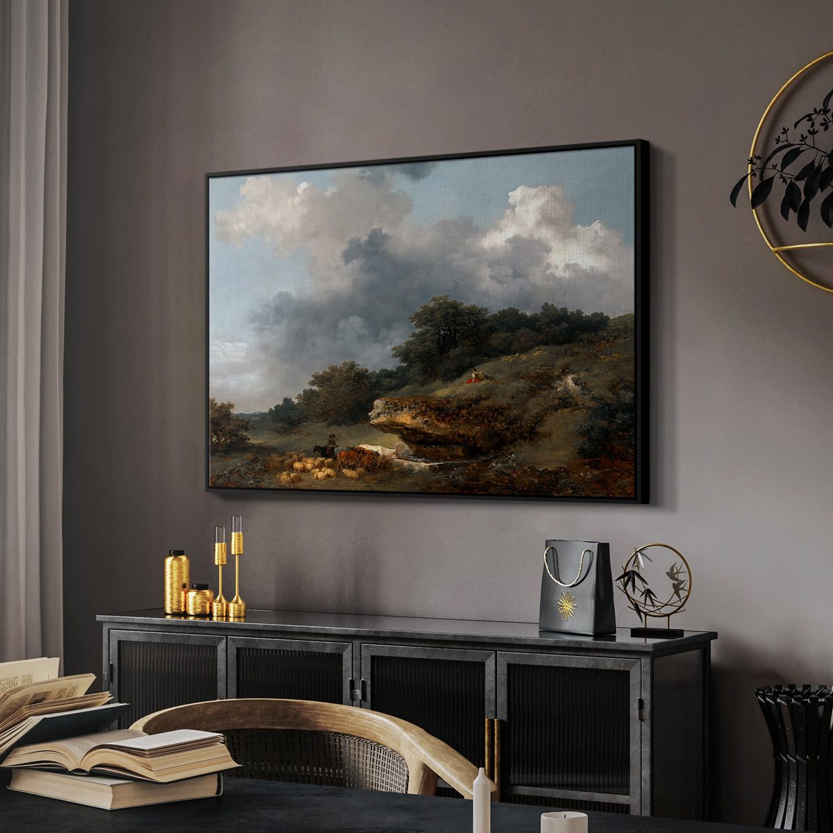 The Watering Place, c. 1765 - Floater Framed Canvas Print