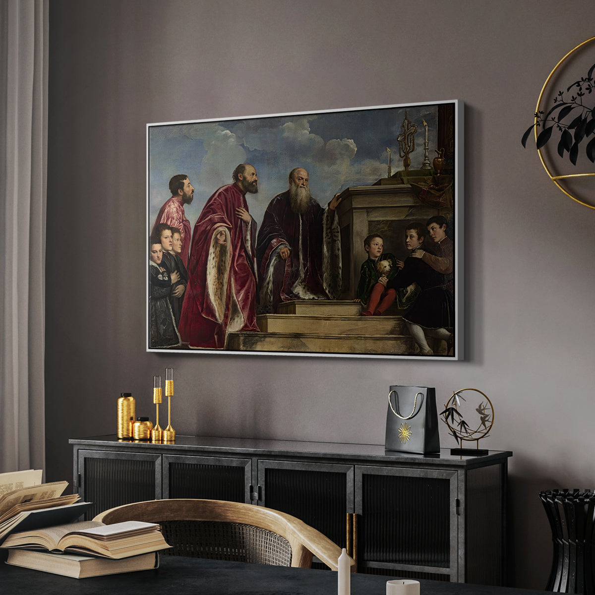 The Vendramin Family Venerating a Relic of the True Cross, c. 1540-1545 - Floater Framed Canvas Print