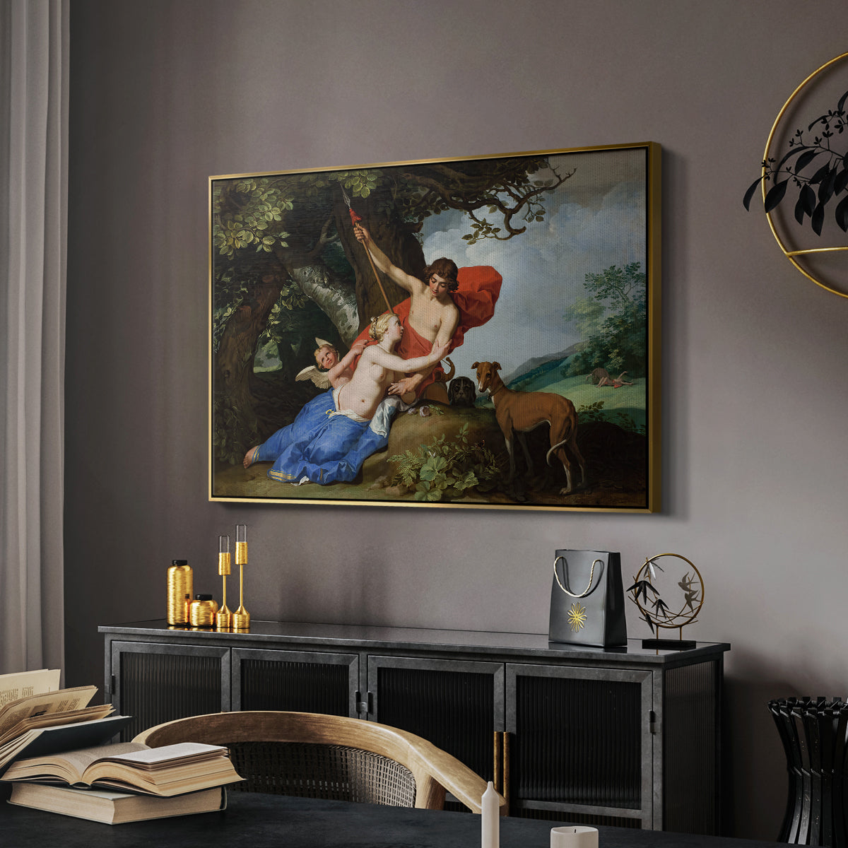Venus and Adonis, 1632 - Floater Framed Canvas Print