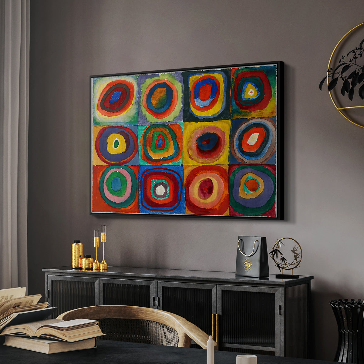Color Study: Squares with Concentric Circles, 1913 - Floater Framed Canvas Print