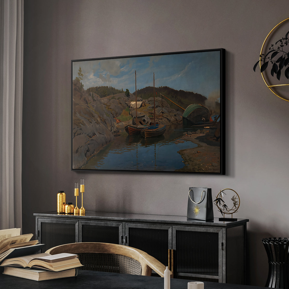 Pilotboats, 1875 - Floater Framed Canvas Print