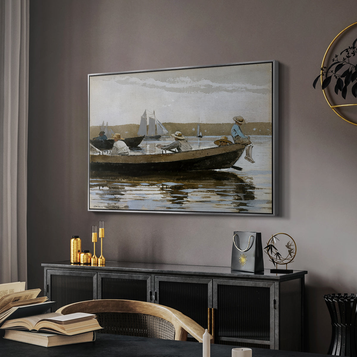 Boys in a Dory, 1873 - Floater Framed Canvas Print
