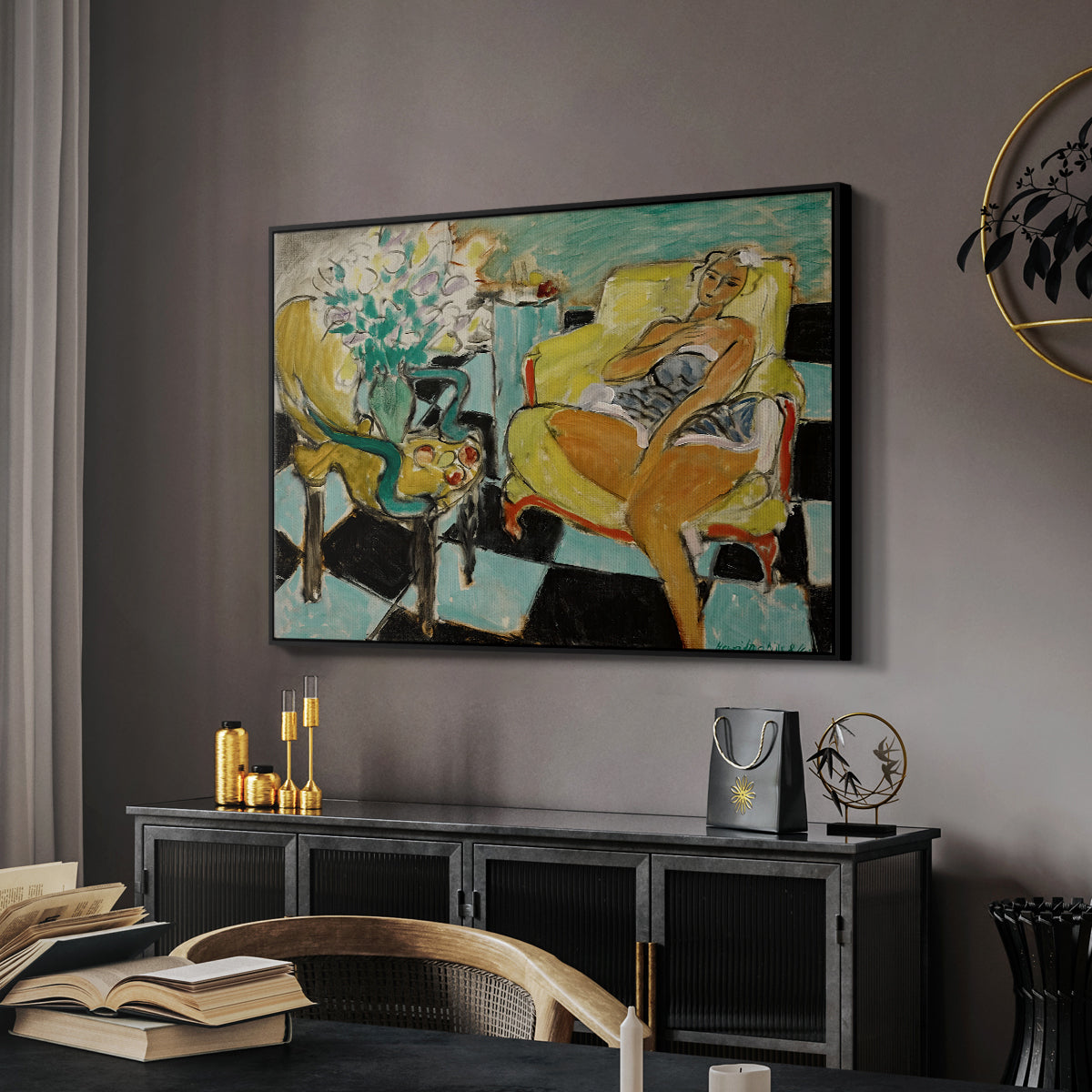 Seated Woman with Flower, 1942 - Floater Framed Canvas Print