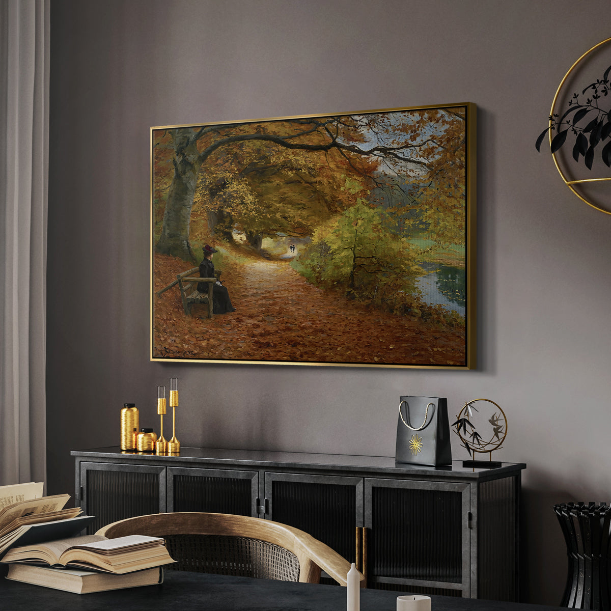 A Wooded Path in Autumn, 1902 - Floater Framed Canvas Print