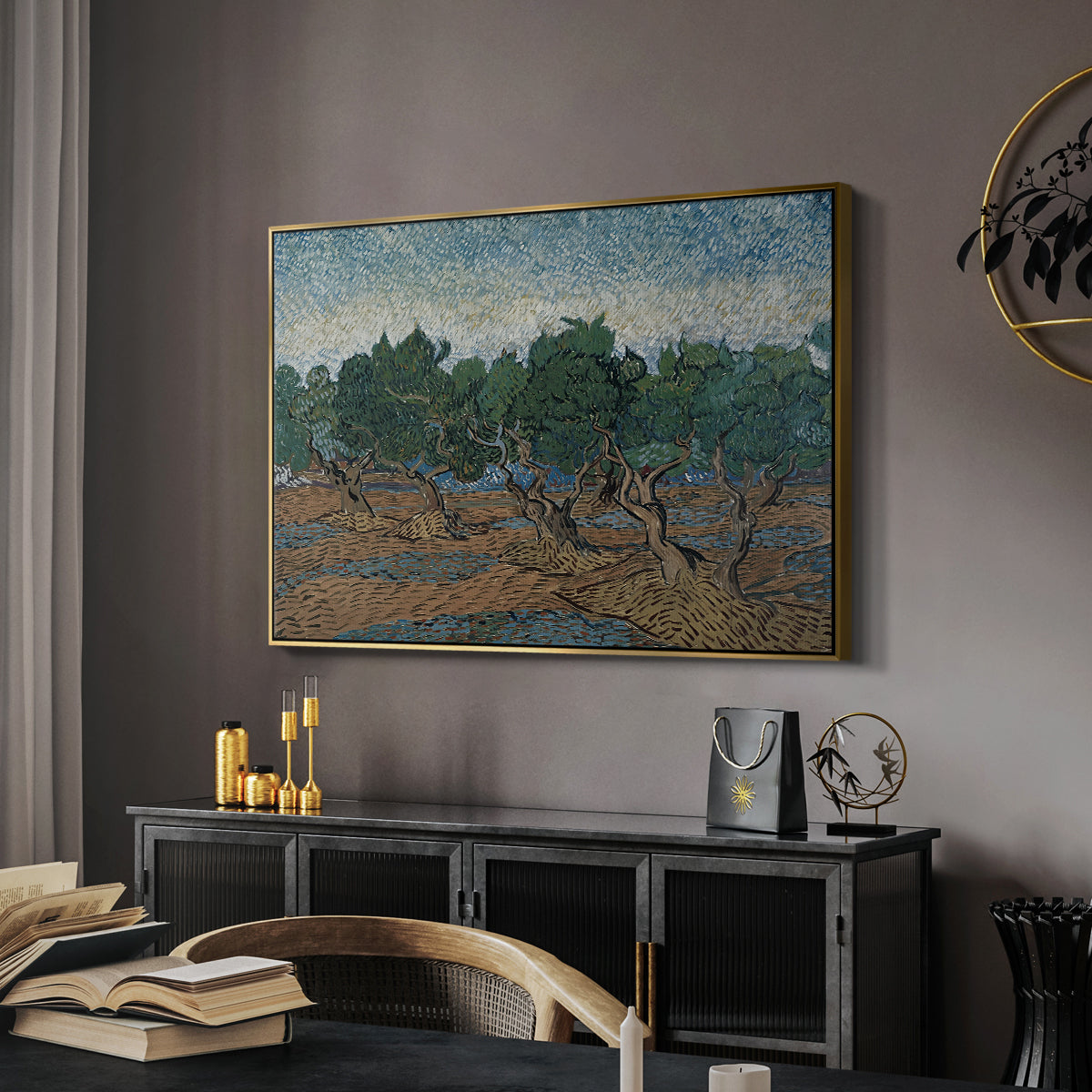 Olive Trees, 1889 - Floater Framed Canvas Print