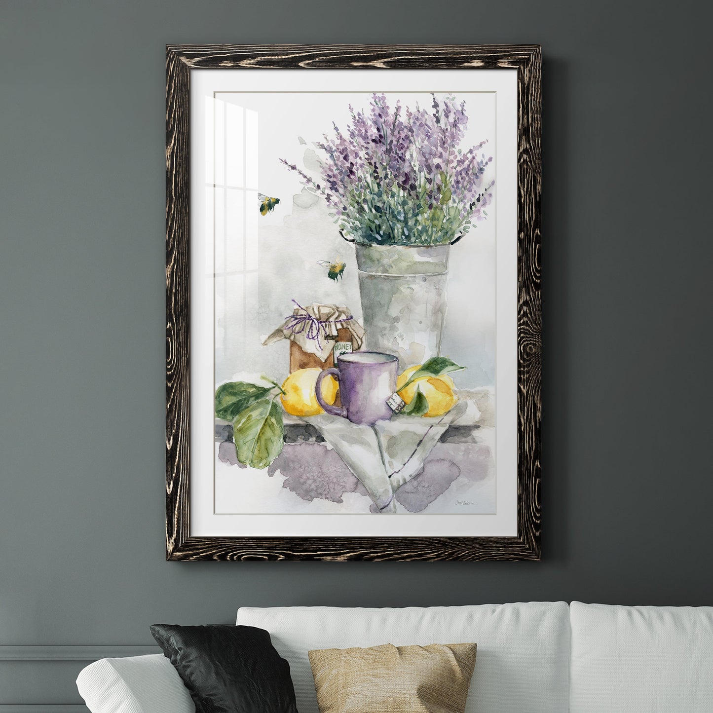 Lavender Lemon and Honey Tea - Premium Framed Print - Distressed Barnwood Frame - Ready to Hang