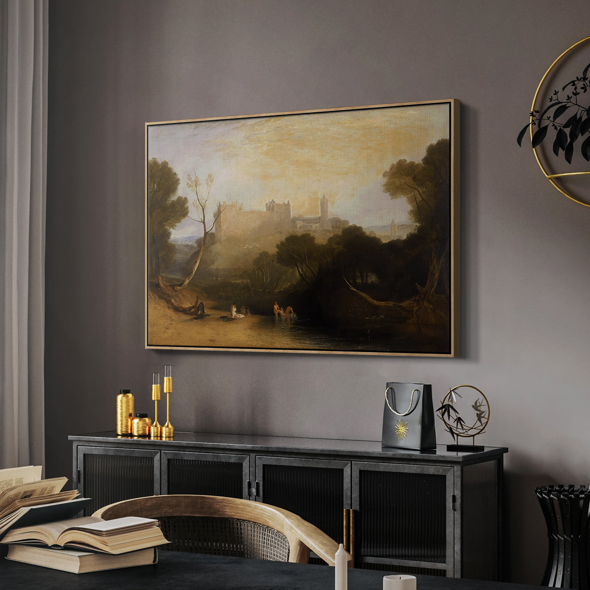 Linlithgow Palace, c. 1807 - Floater Framed Canvas Print