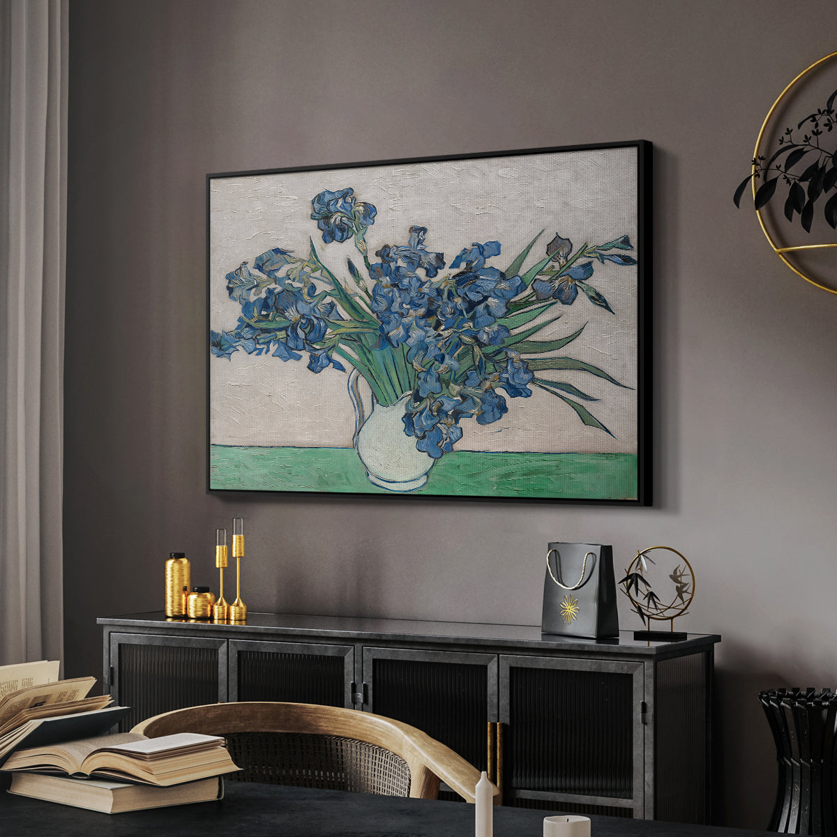 Irises, 1890 - Floater Framed Canvas Print