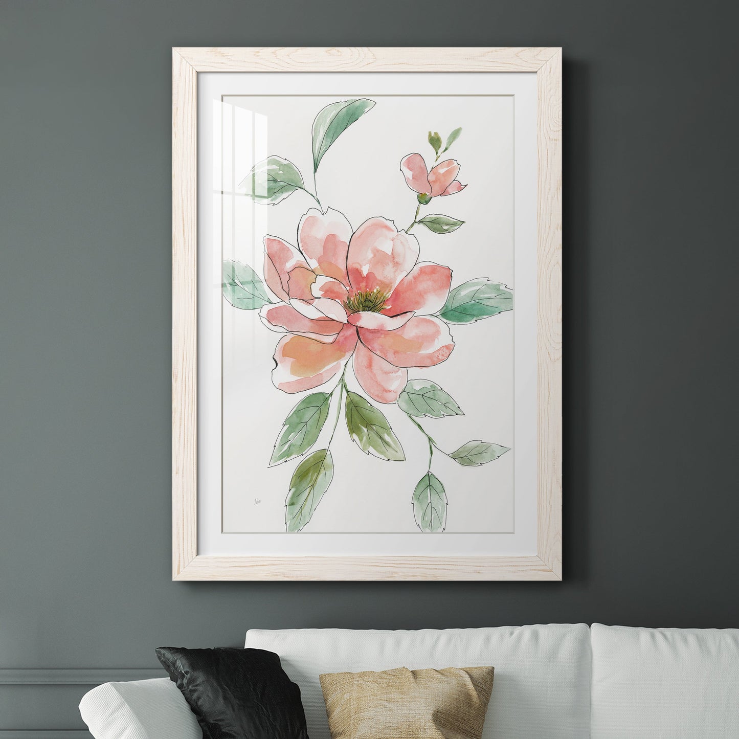 Peony Contour - Barnwood Framed Art Print