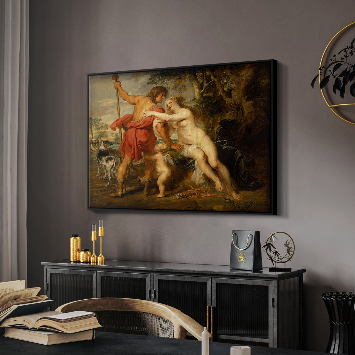 Venus and Adonis, c. 1635 - Floater Framed Canvas Print