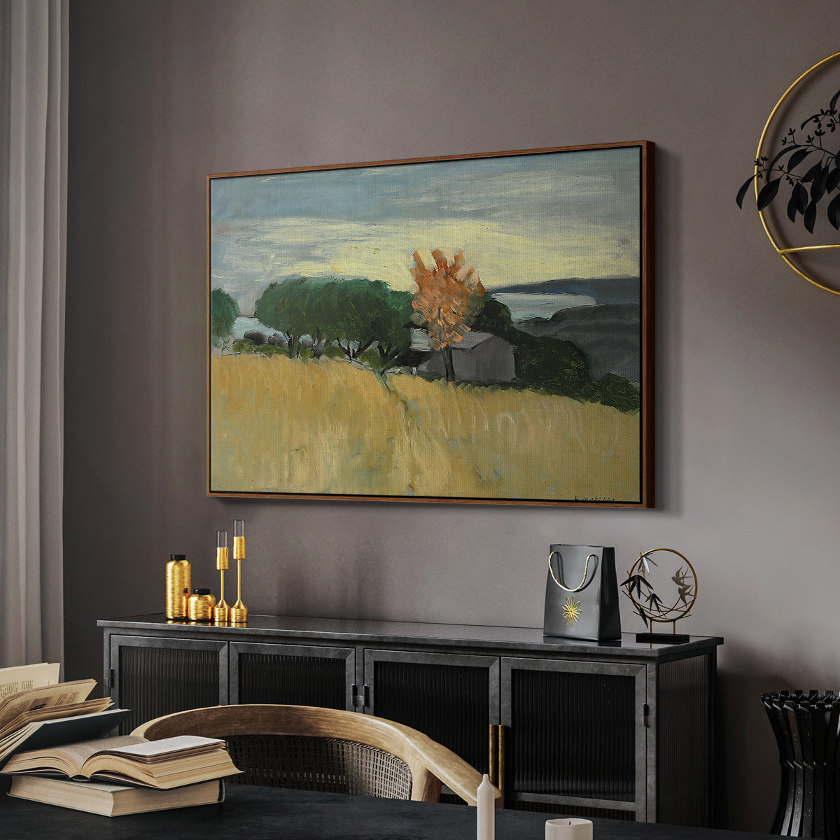 Fields of Wheat in Cagnes, 1918 - Floater Framed Canvas Print