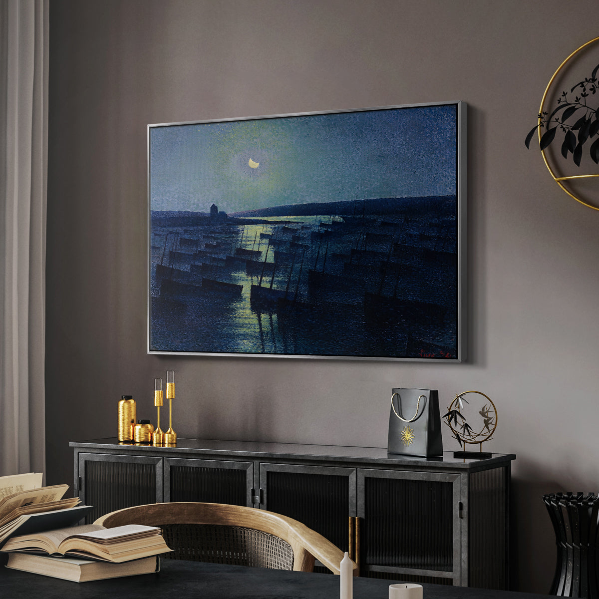Camaret, Moonlight and Fishing Boats, 1894 - Floater Framed Canvas Print