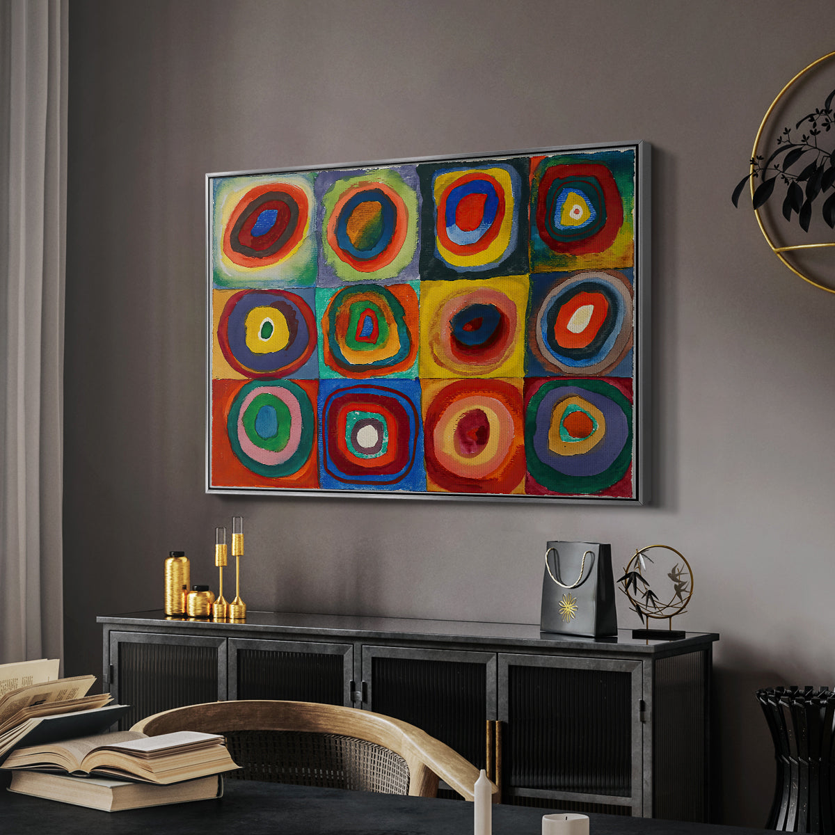 Color Study: Squares with Concentric Circles, 1913 - Floater Framed Canvas Print