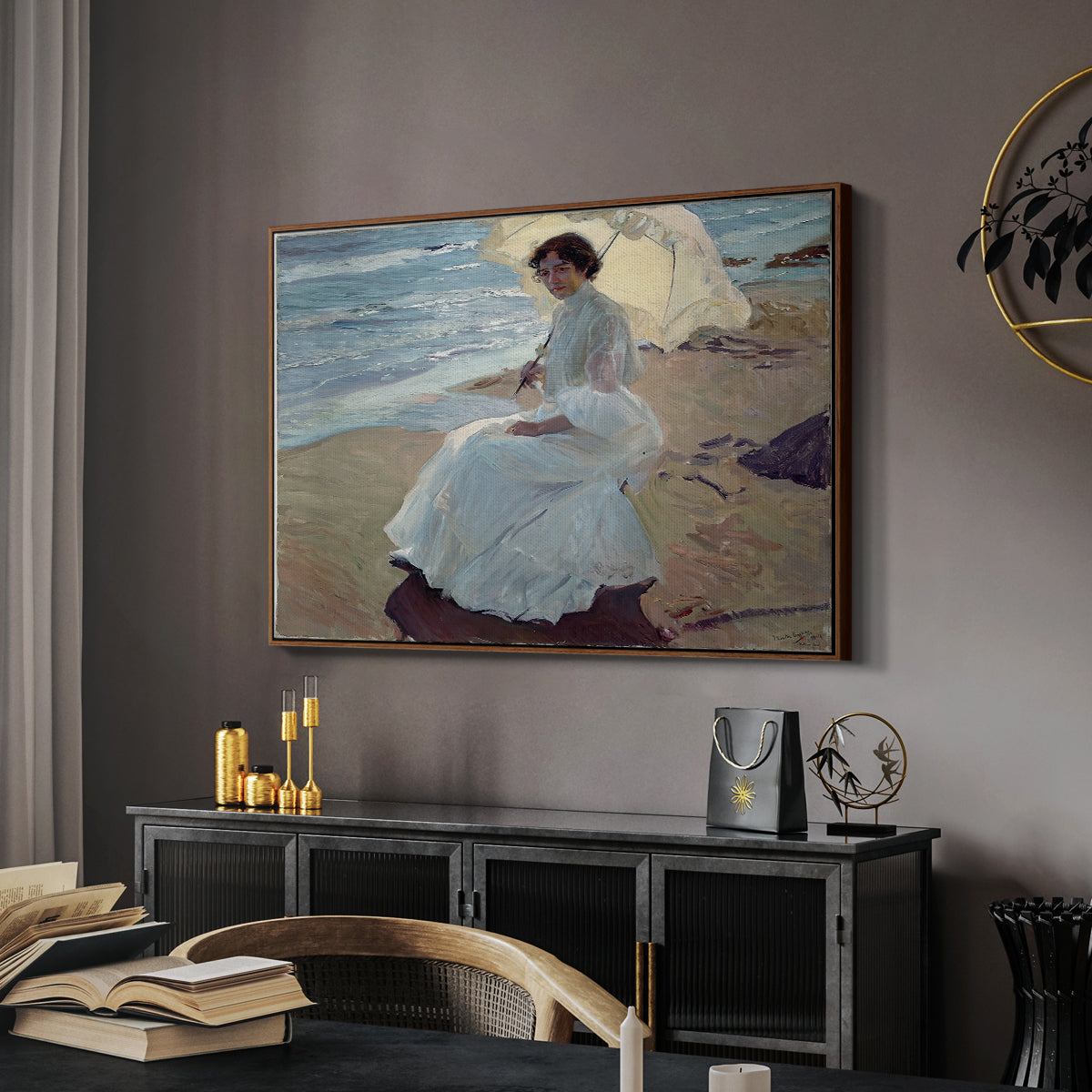 Clotilde on the Beach, 1904 - Floater Framed Canvas Print