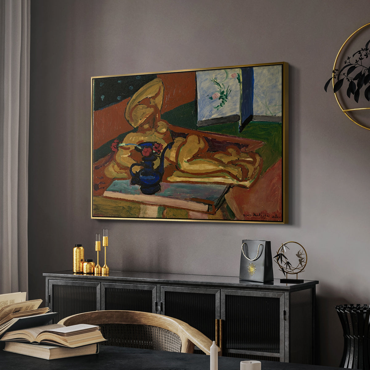 Sculpture and Persian Vase (The Bronze Figure), 1908 - Floater Framed Canvas Print