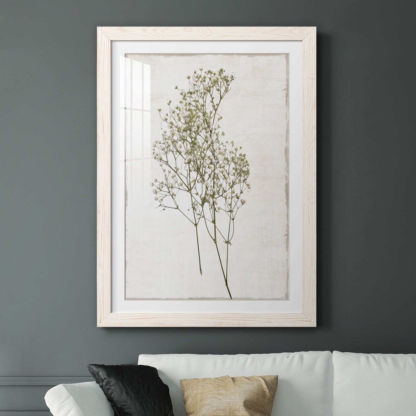 Farmhouse Pressed Flower I - Premium Framed Print - Distressed Barnwood Frame - Ready to Hang