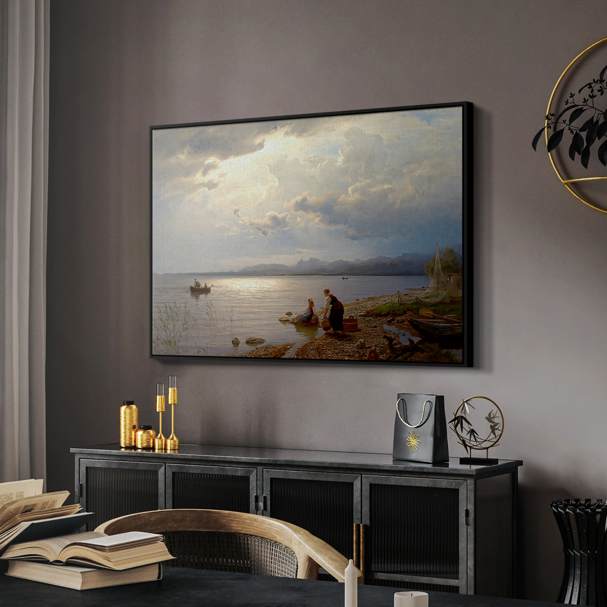On the Banks of the Chiemsee, 1871 - Floater Framed Canvas Print