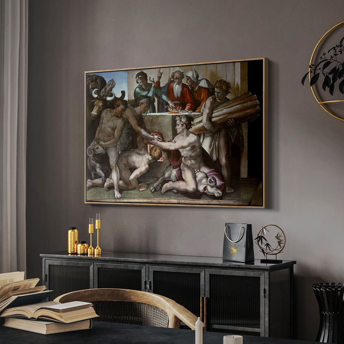 The Sacrifice of Noah (Sistine Chapel), 1509 - Floater Framed Canvas Print