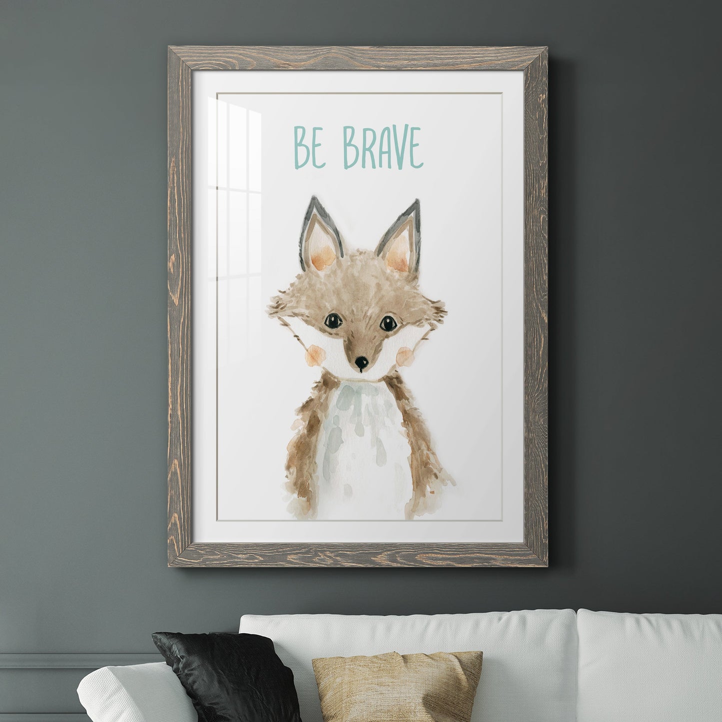 Be Brave Fox - Premium Framed Print - Distressed Barnwood Frame - Ready to Hang