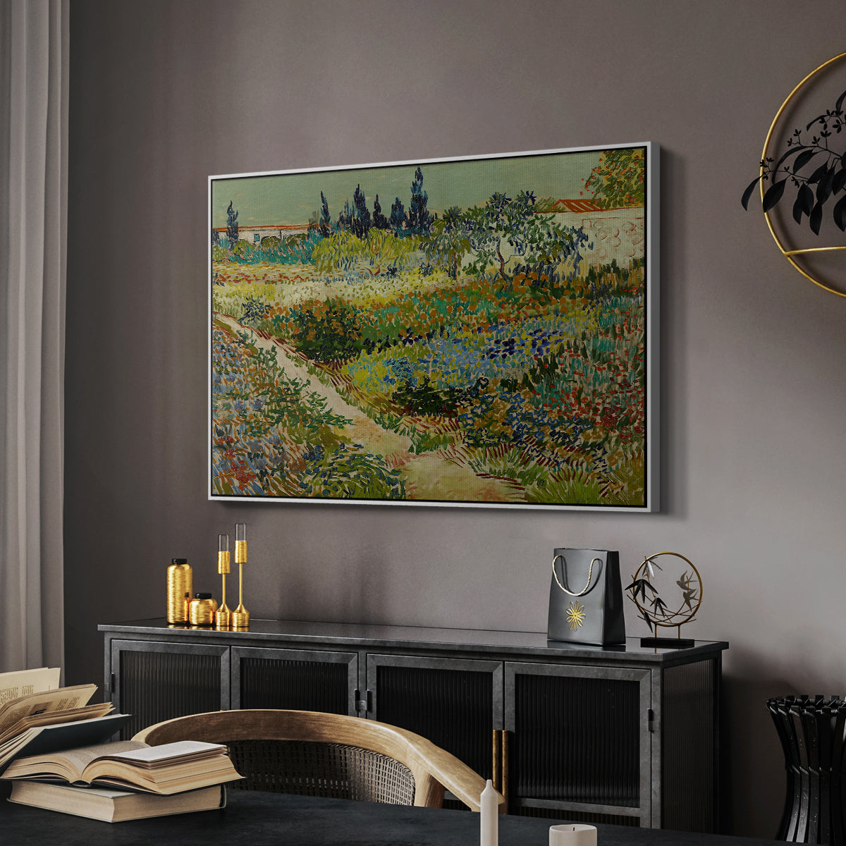 Garden at Arles, 1888 - Floater Framed Canvas Print