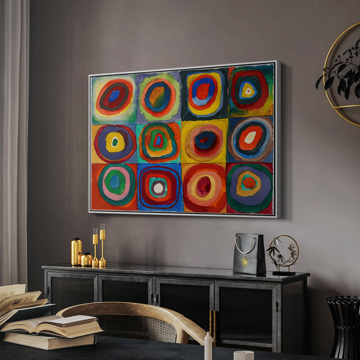 Color Study: Squares with Concentric Circles, 1913 - Floater Framed Canvas Print