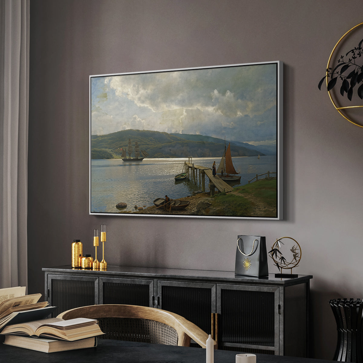 The Jetty at Feste near Moss, 1898 - Floater Framed Canvas Print