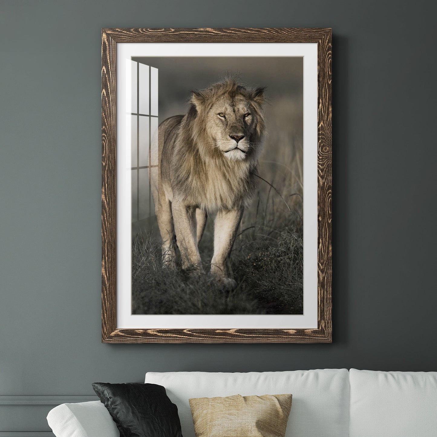 Morning Walk in Masai Mara - Premium Framed Print - Distressed Barnwood Frame - Ready to Hang