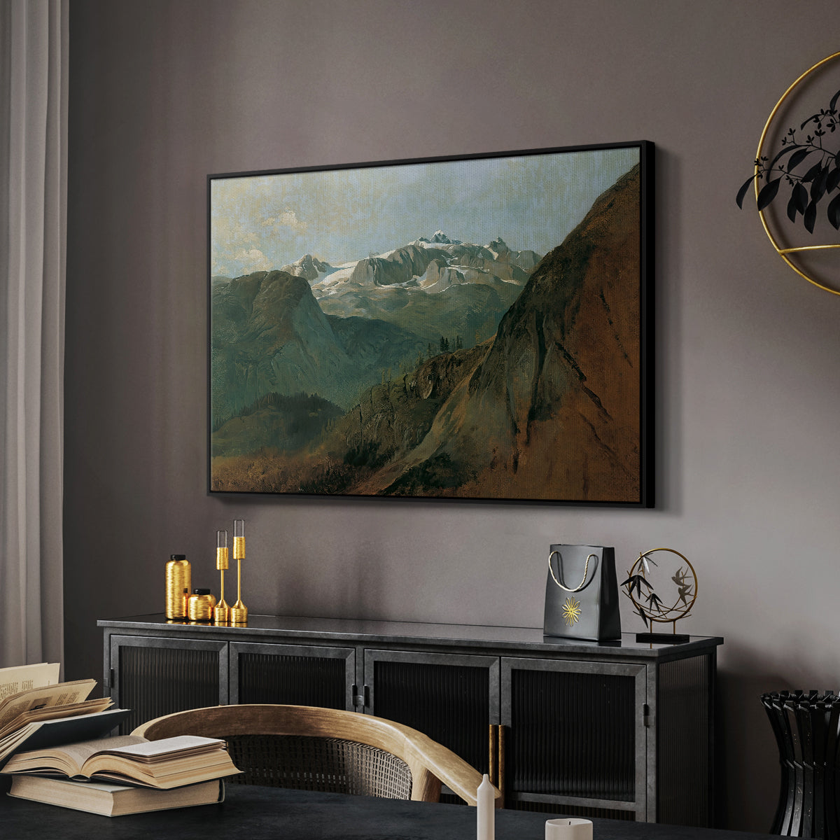 The Dachstein from the Plassen near Hallstatt, 1827 - Floater Framed Canvas Print