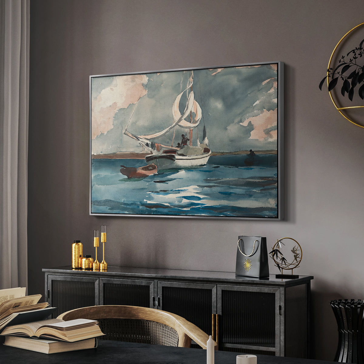 Sloop, Nassau, 1899 - Floater Framed Canvas Print
