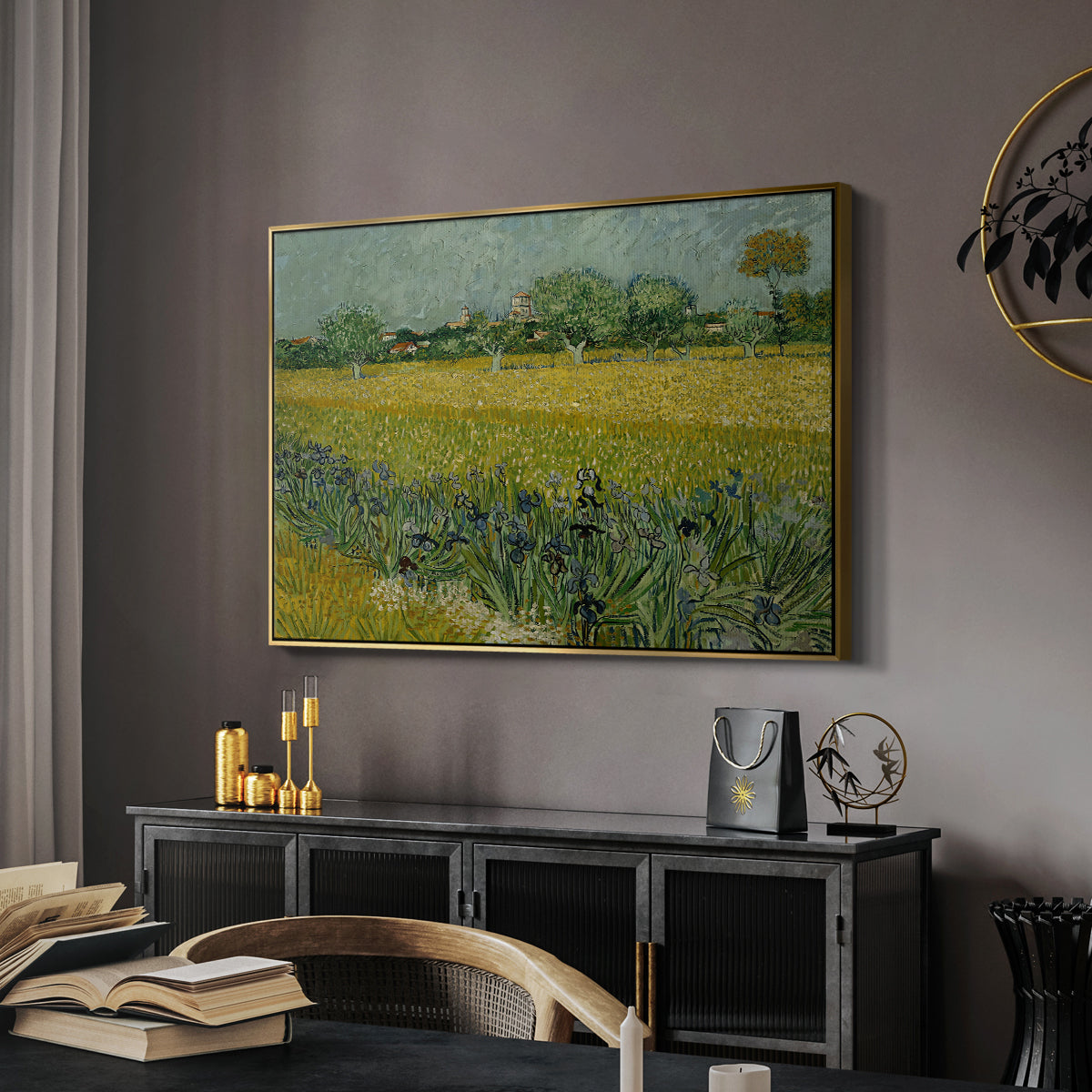 Field with Irises near Arles, 1888 - Floater Framed Canvas Print